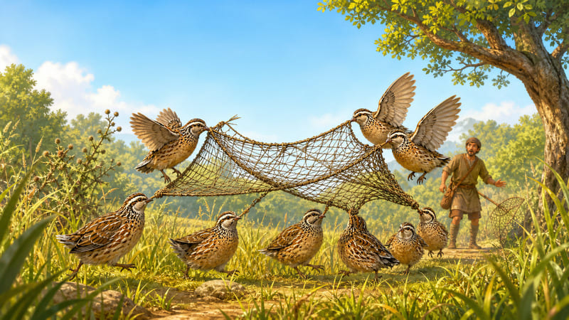 The Quails and the Hunter
