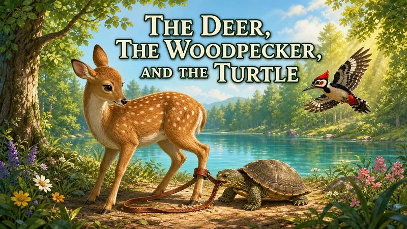 The Deer, the Woodpecker, and the Turtle